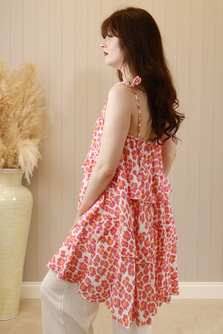 Neon Wild Leopard Tunic Fuchsia