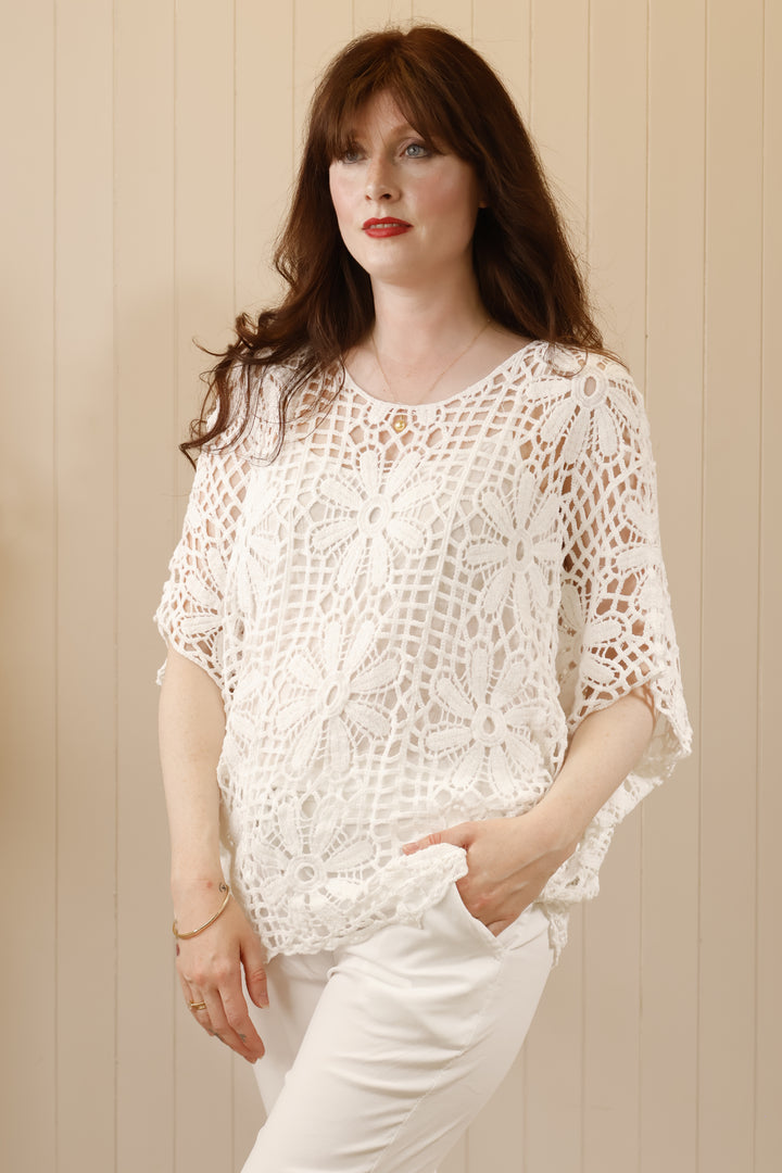 Esther Crochet top White