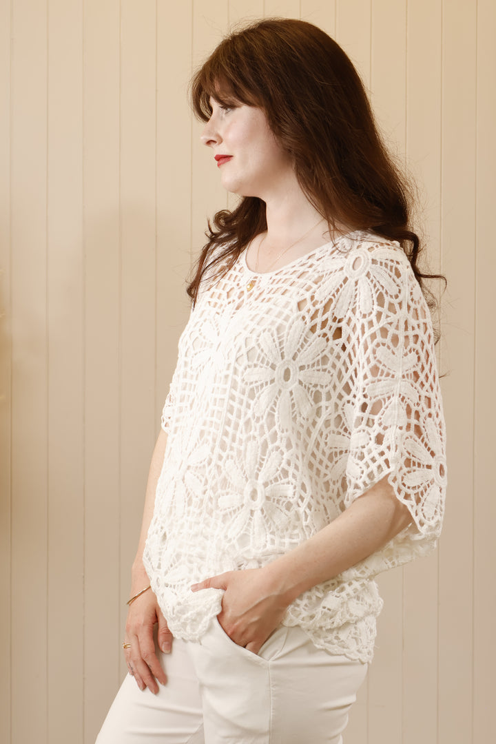 Esther Crochet top White