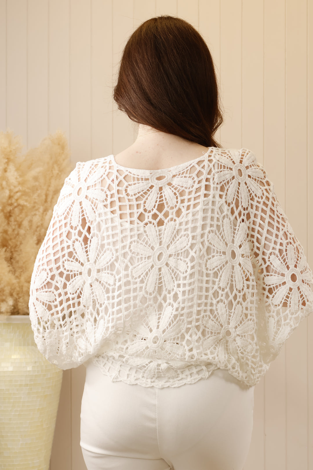 Esther Crochet top White