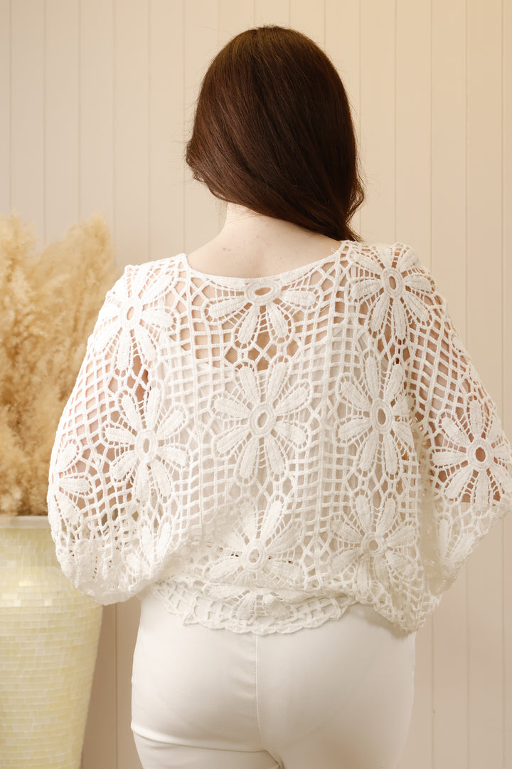 Esther Crochet top White