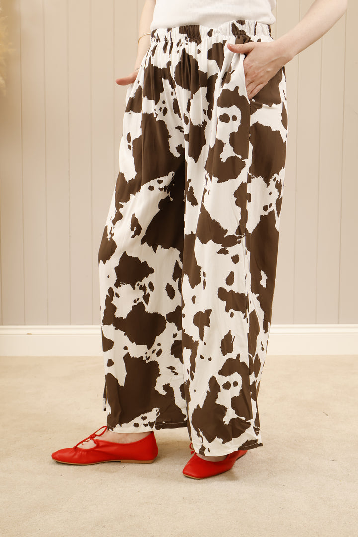 Cow Print Trousers Chocolate