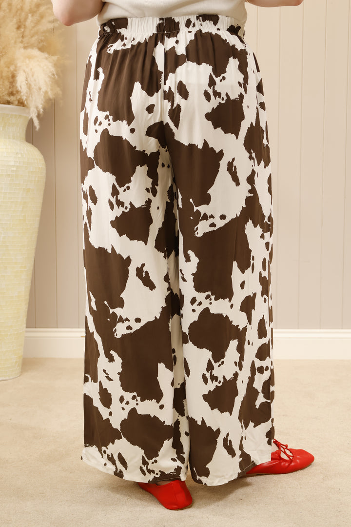 Cow Print Trousers Chocolate