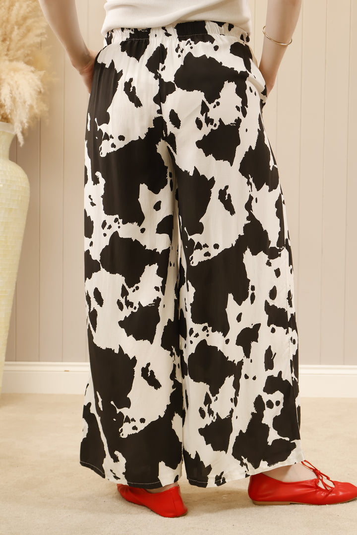 Cow Print Trousers Black