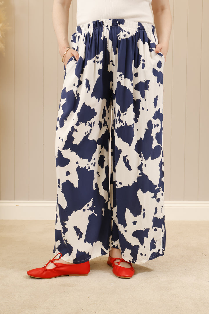 Cow Print Trousers Navy