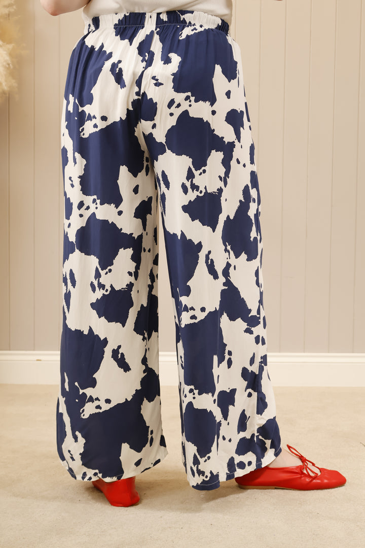 Cow Print Trousers Navy