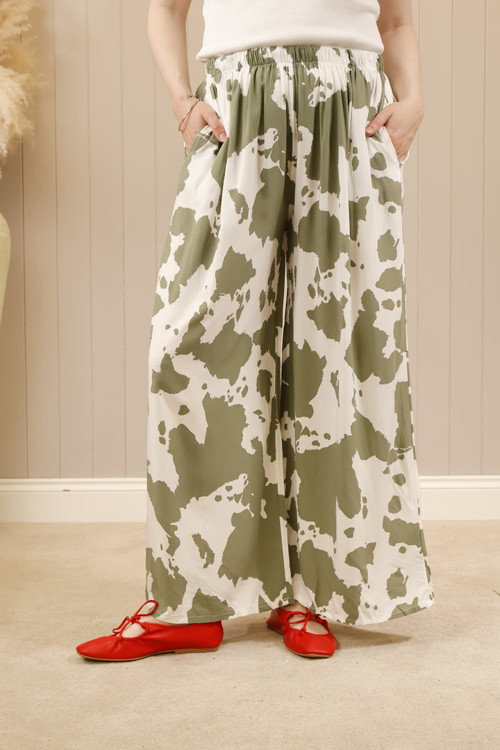 Cow Print Trousers Khaki