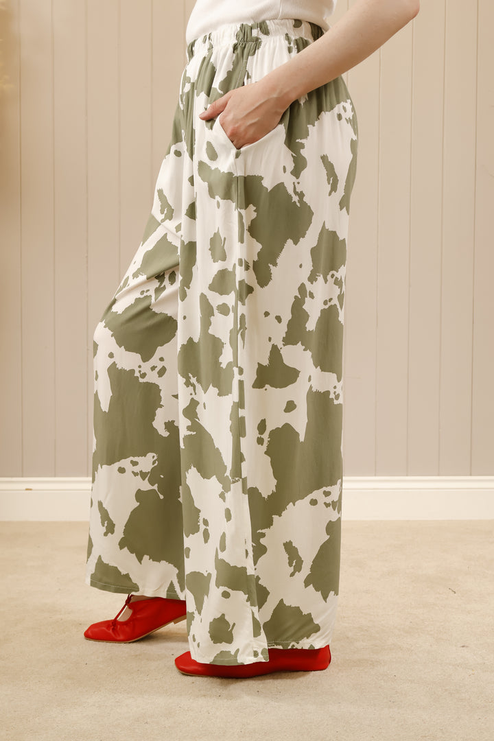 Cow Print Trousers Khaki