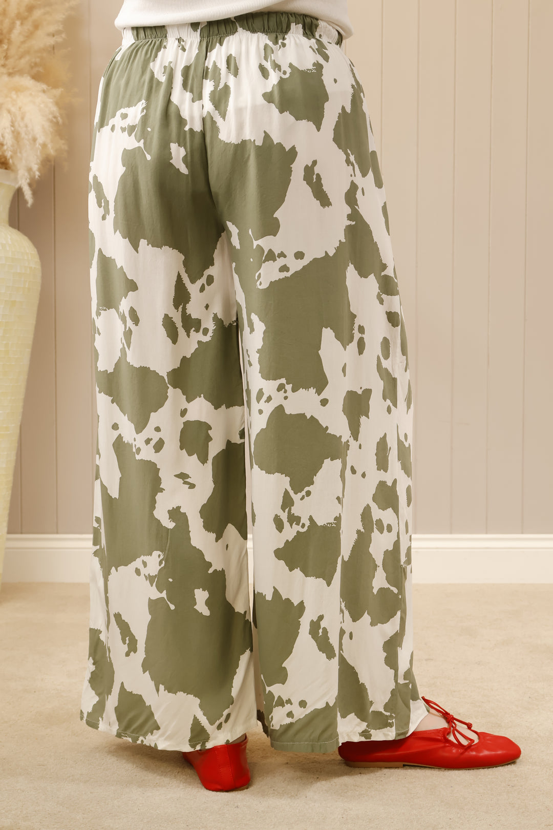 Cow Print Trousers Khaki