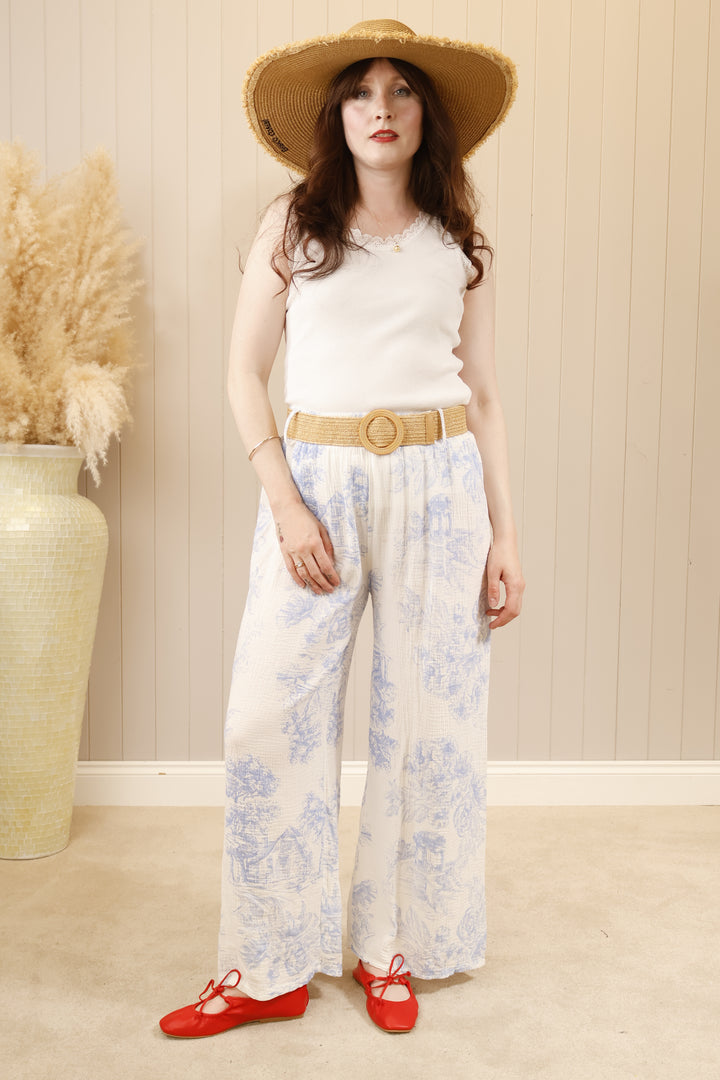 Serene Scene Trousers Blue