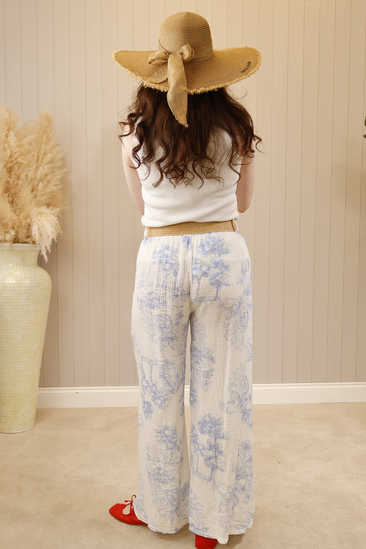 Serene Scene Trousers Blue