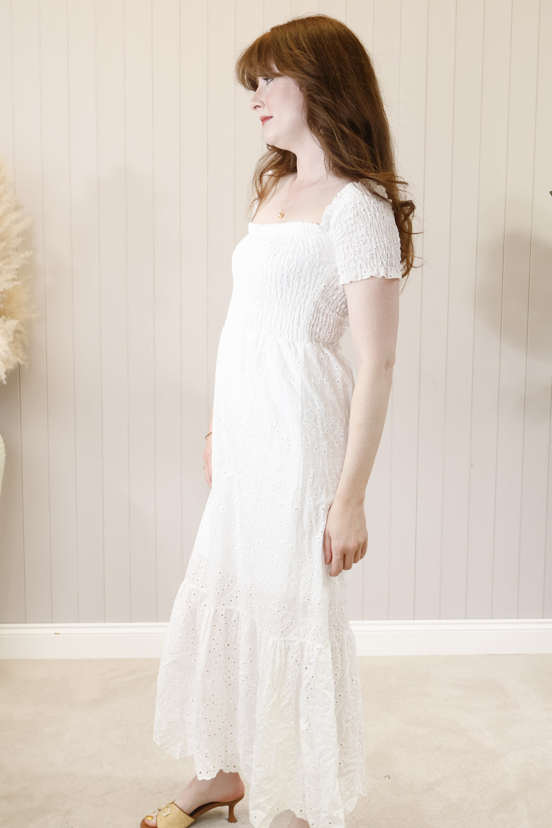 Keely Cotton off shoulder dress White