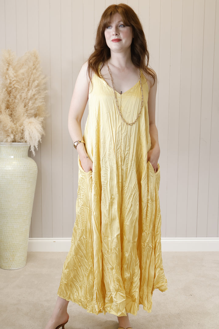 Antonia Crinkle Maxi Dress Buttermilk