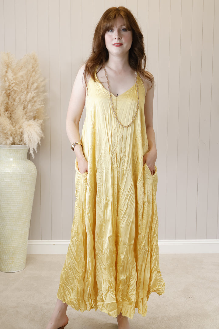 Antonia Crinkle Maxi Dress Buttermilk