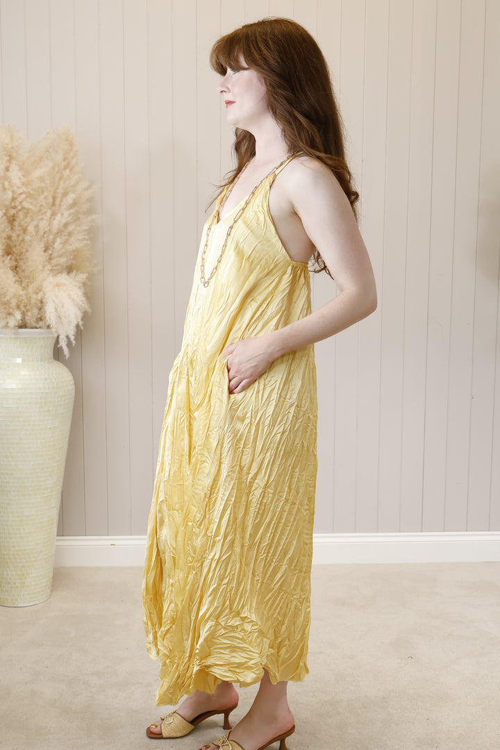 Antonia Crinkle Maxi Dress Buttermilk