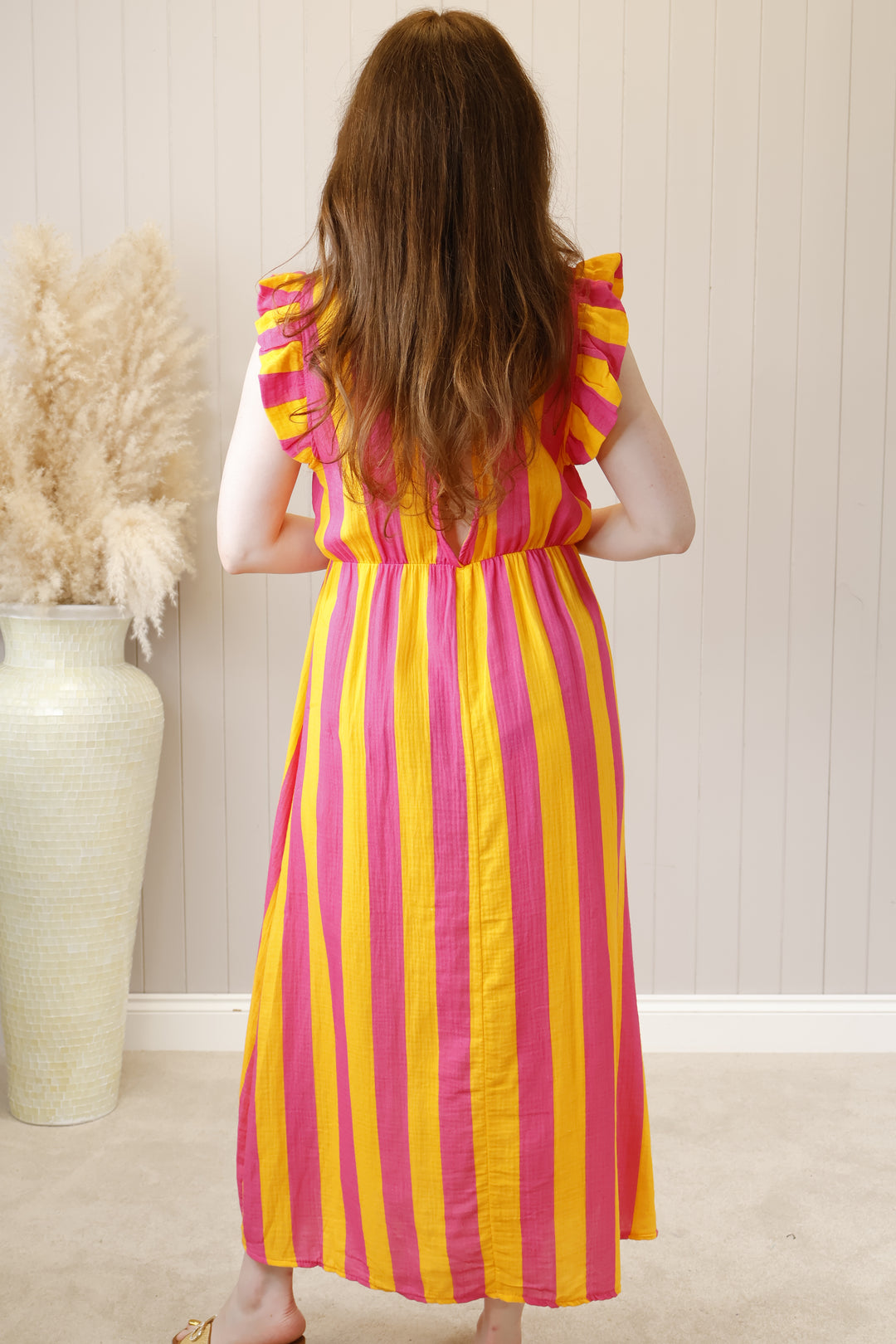 Saffi Stripe Maxi Dress Fuchsia