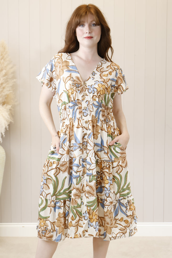 Taliah Midi Dress Beige