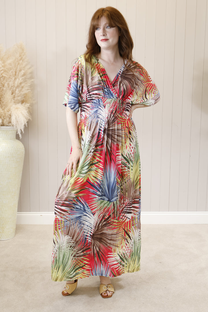 Tropical Maxi Dress Fuchsia