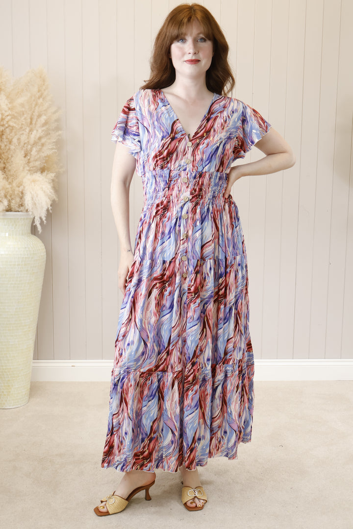 Taliah Gold Fleck Maxi Dress Lilac