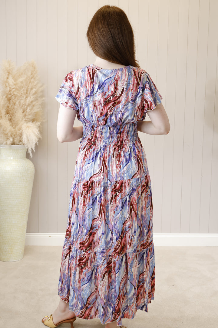 Taliah Gold Fleck Maxi Dress Lilac