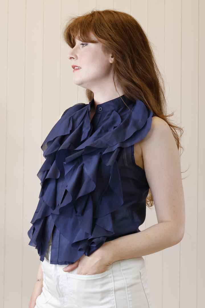 Rosa Ruffle Top Navy