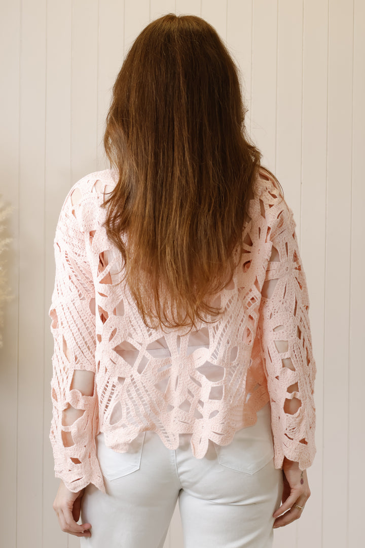 Flossie Floral Crochet Top Pink