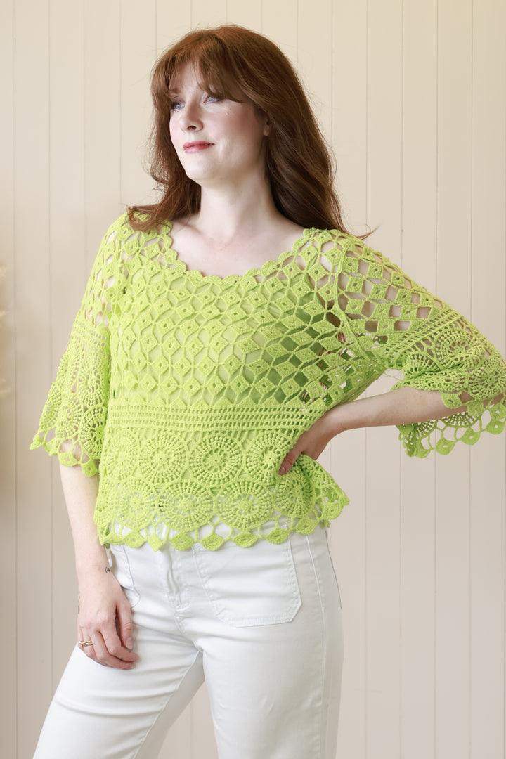 Cressida Crochet Top Lime