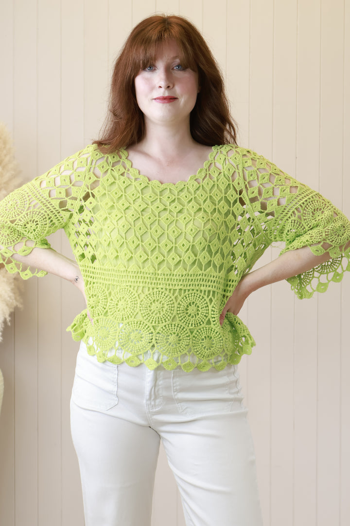 Cressida Crochet Top Lime