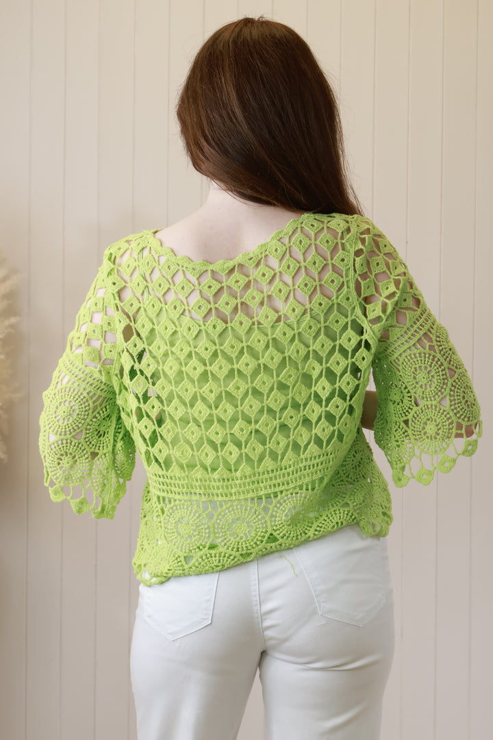 Cressida Crochet Top Lime
