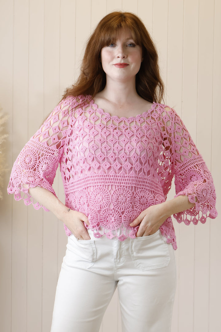 Cressida Crochet Top Bubblegum Pink