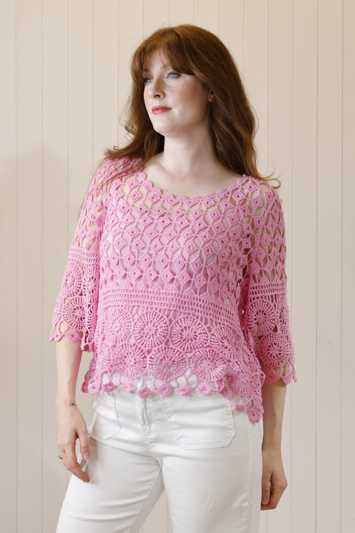 Cressida Crochet Top Bubblegum Pink