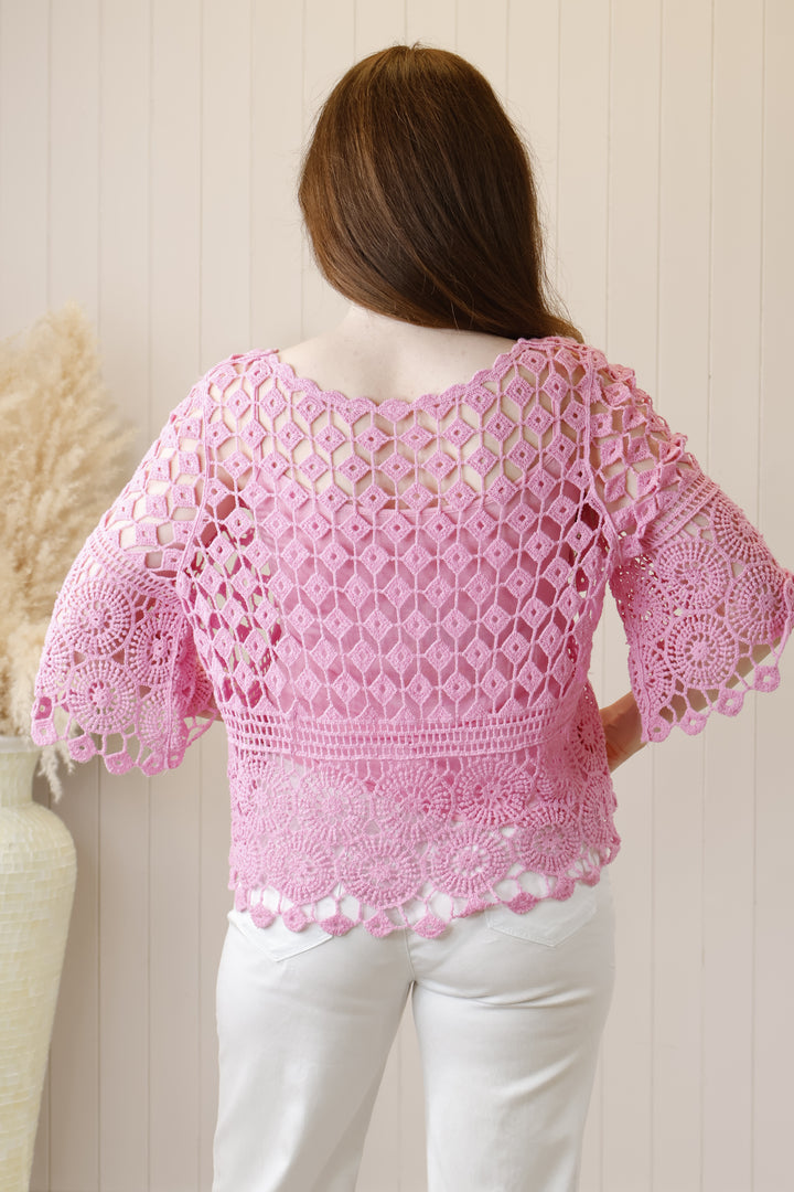 Cressida Crochet Top Bubblegum Pink