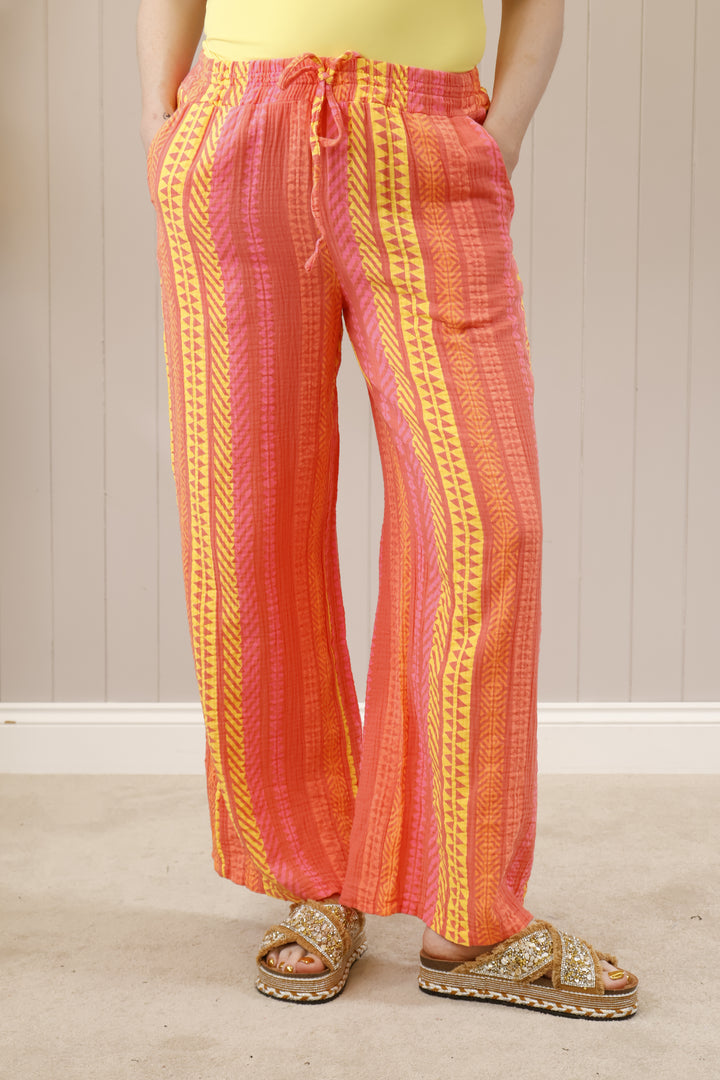 Aztec Neon Trousers Pink