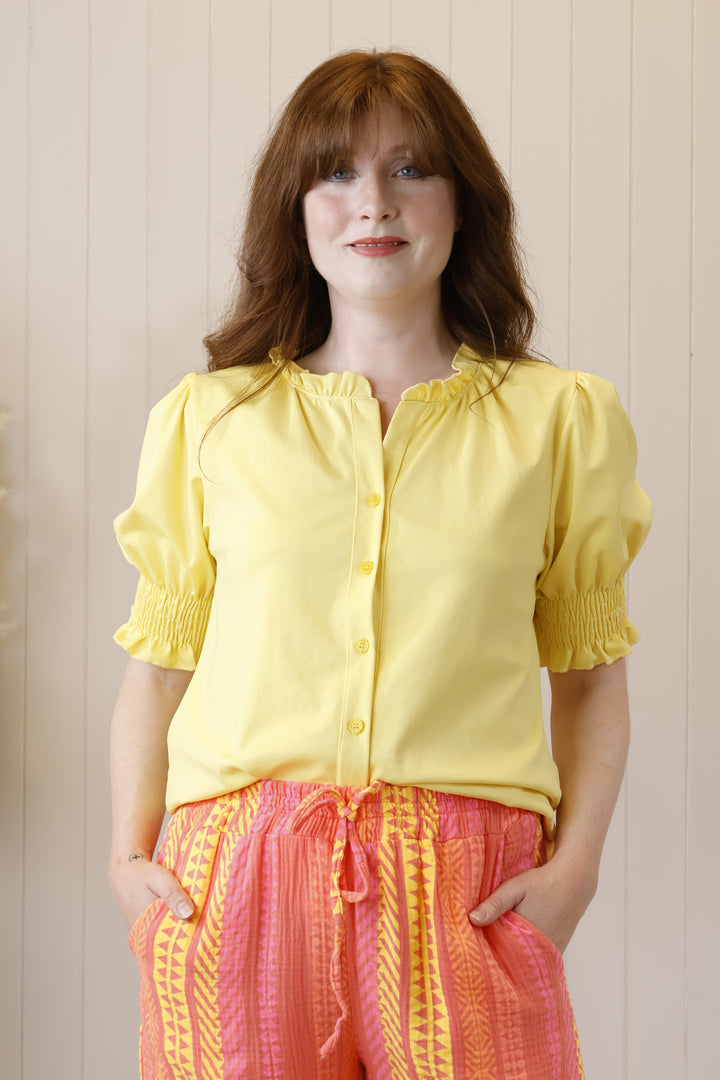 Flora Frill Top Yellow