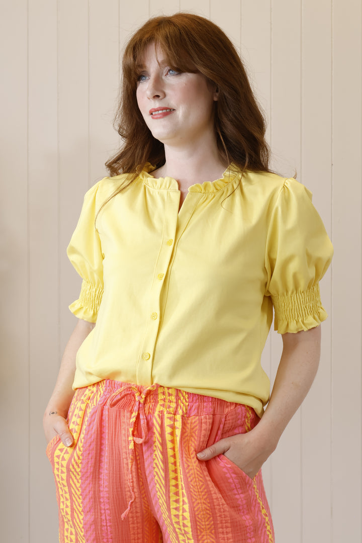 Flora Frill Top Yellow