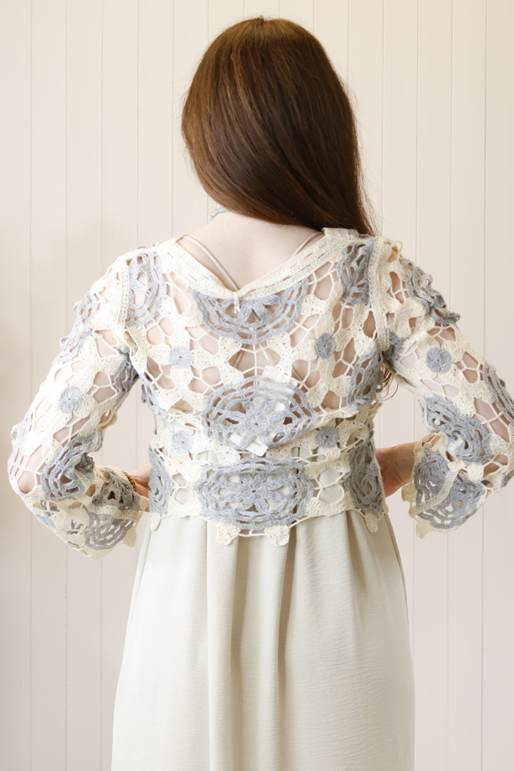 Flower Crochet top Grey