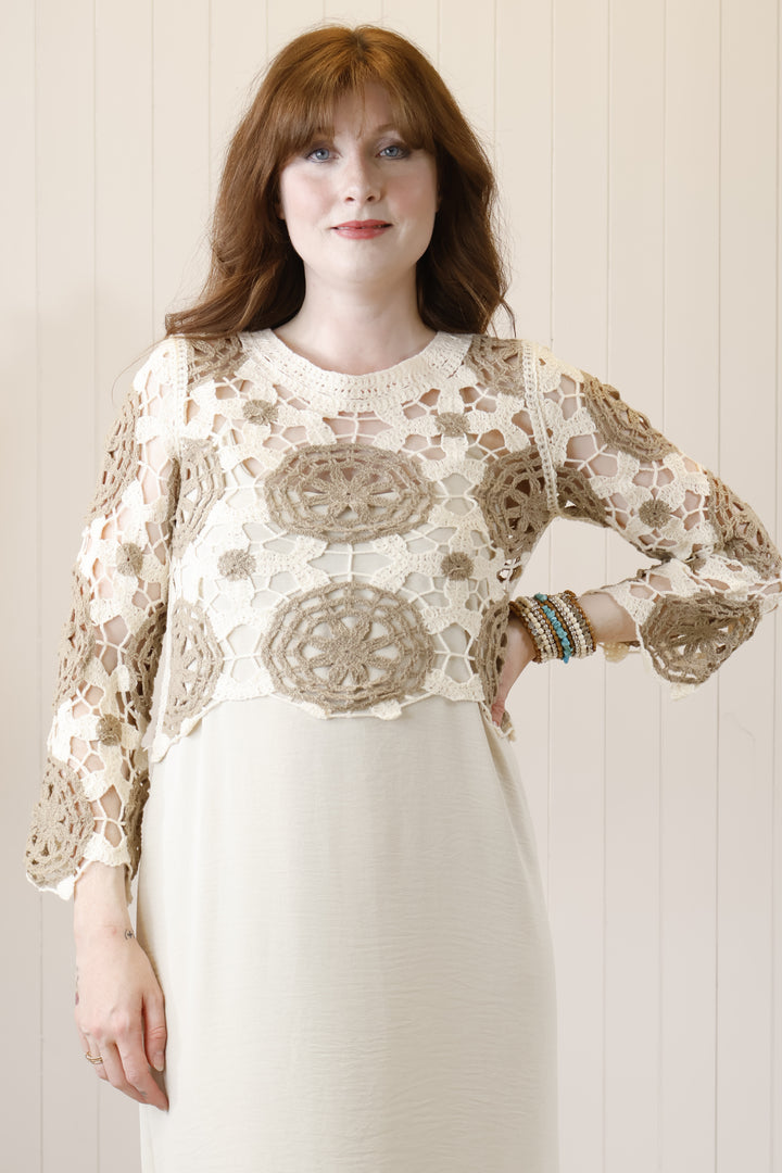 Flower Crochet top Mocha