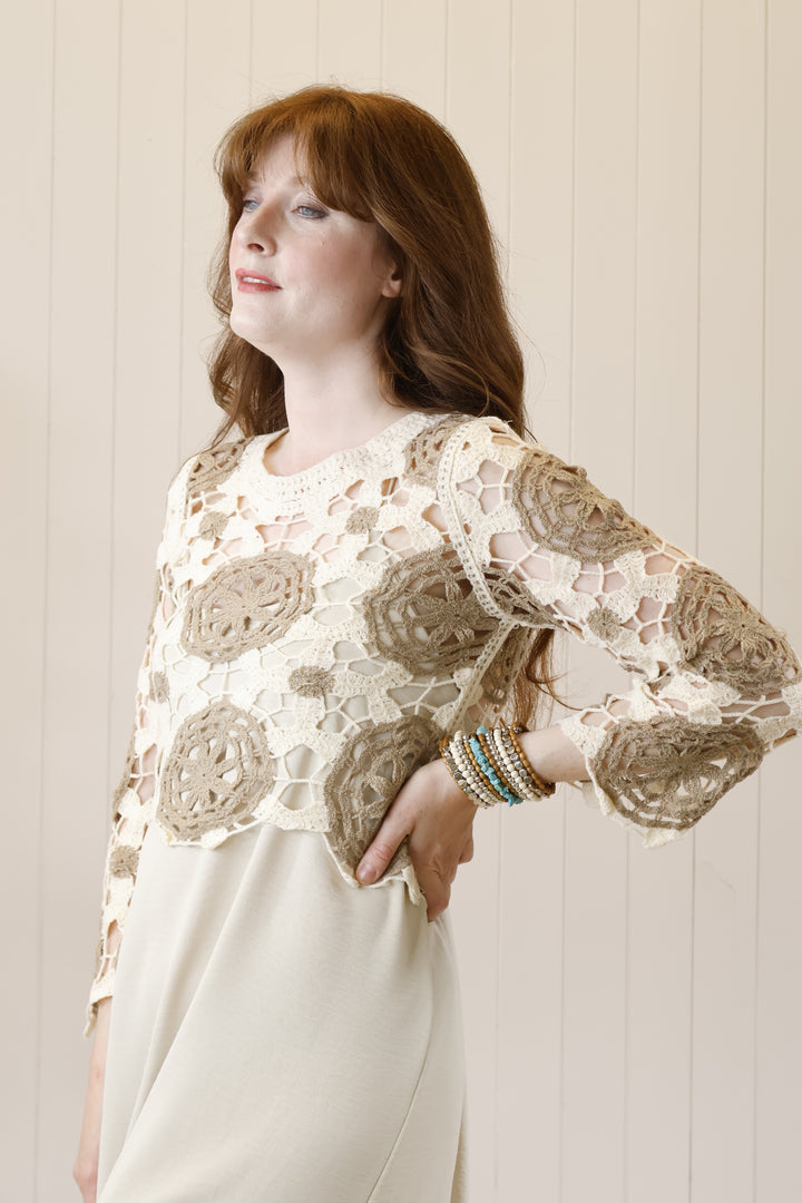 Flower Crochet top Mocha