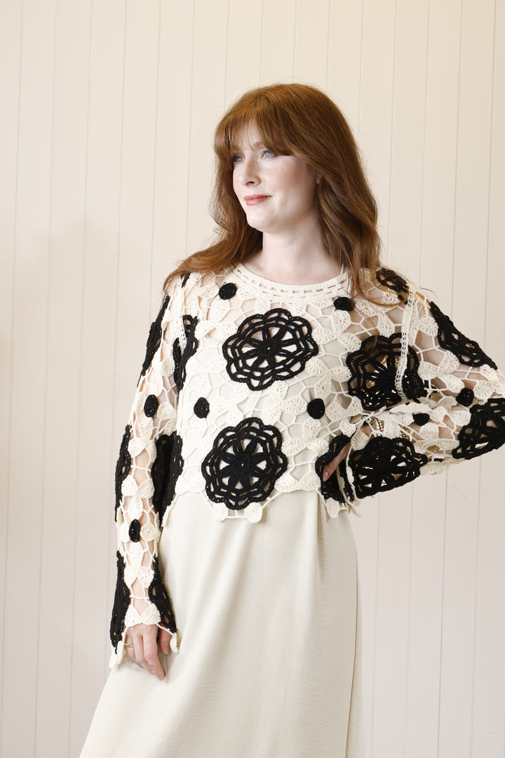 Flower Crochet top Black
