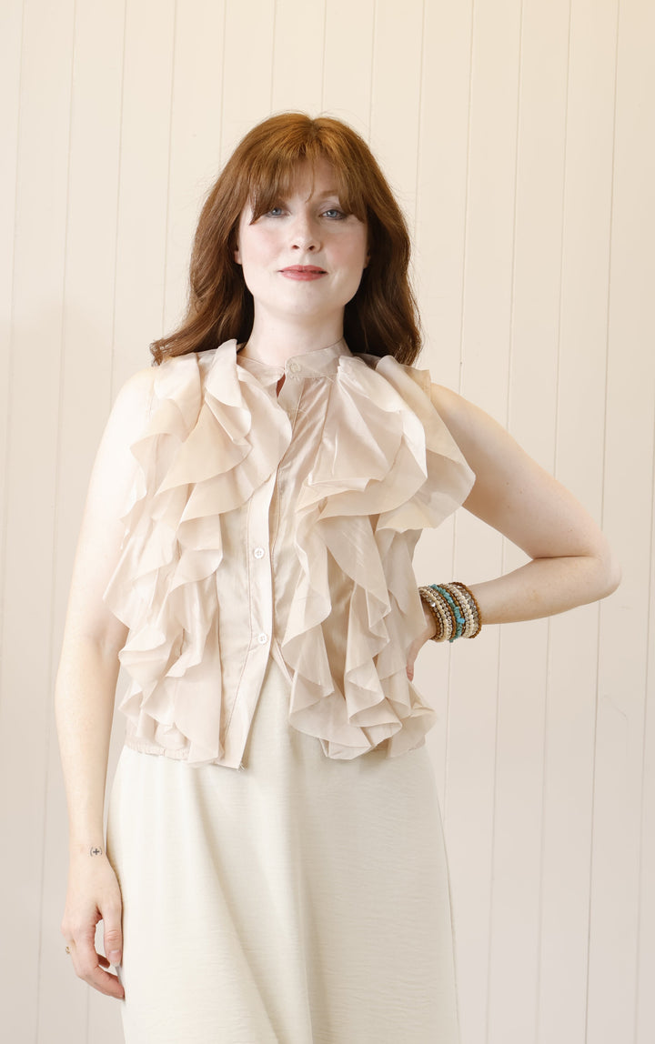 Rosa Ruffle Top Beige