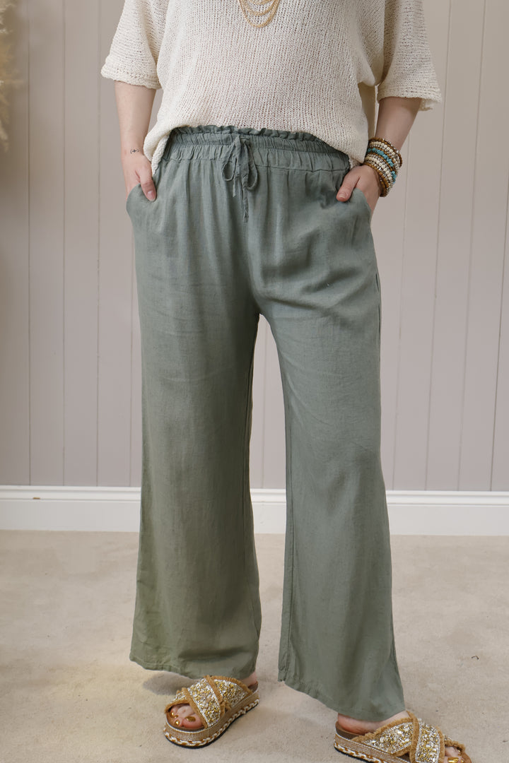 Liora Linen Trousers Khaki