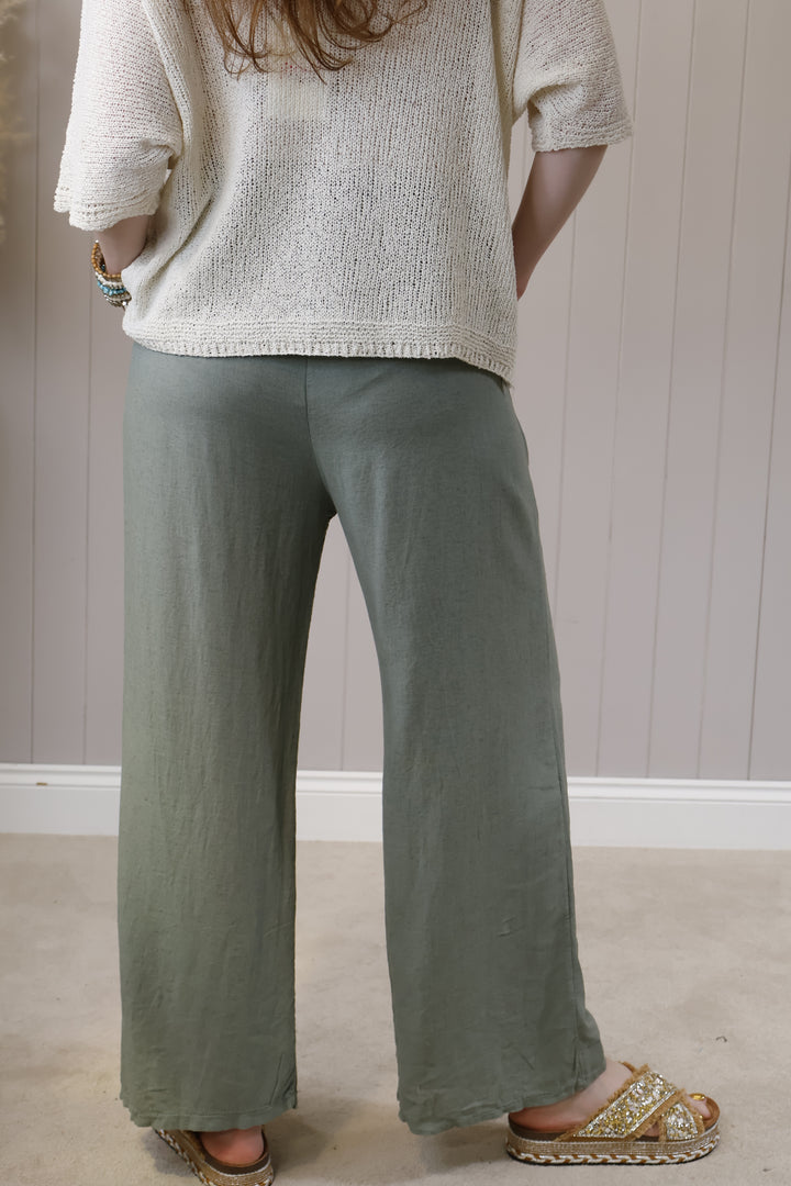 Liora Linen Trousers Khaki