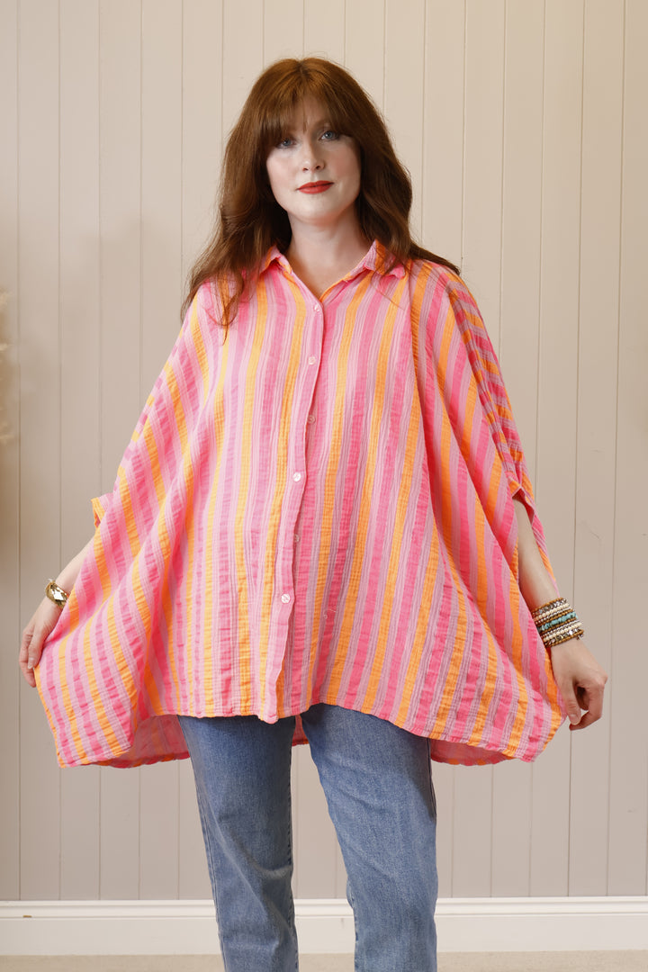 Neon oversized shirt Stripe Lilac