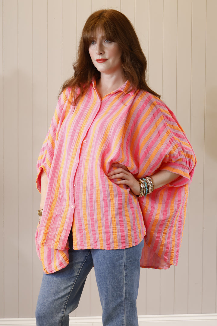 Neon oversized shirt Stripe Lilac