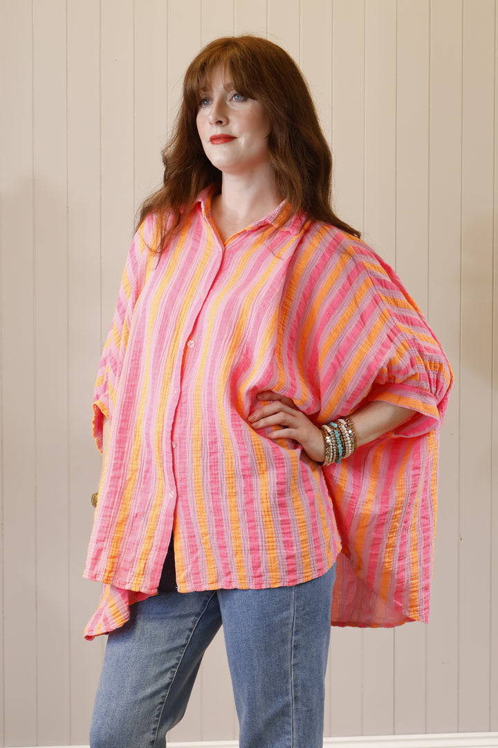 Neon oversized shirt Stripe Lilac