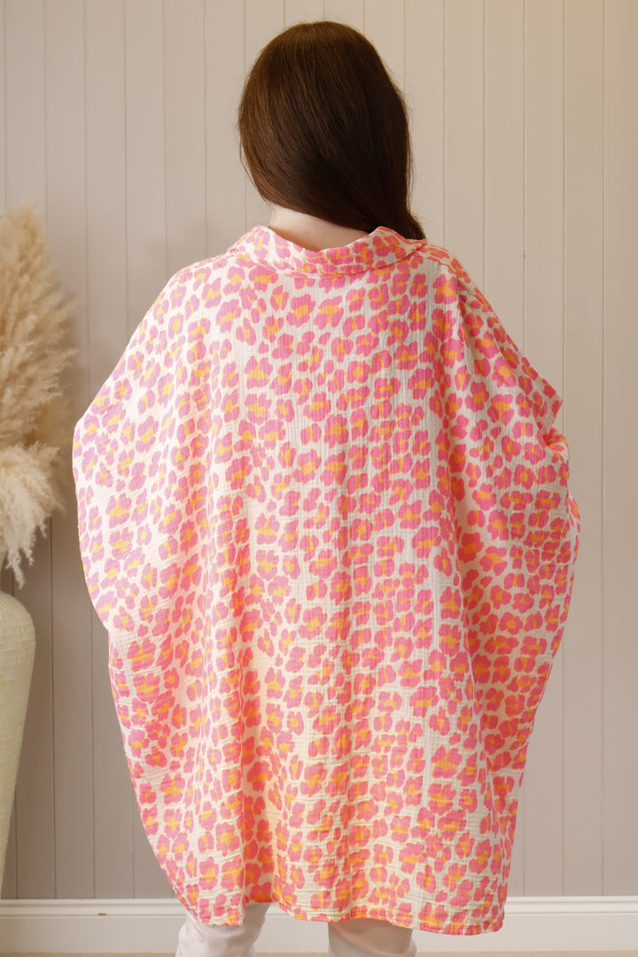 Neon oversized shirt Leopard Pink