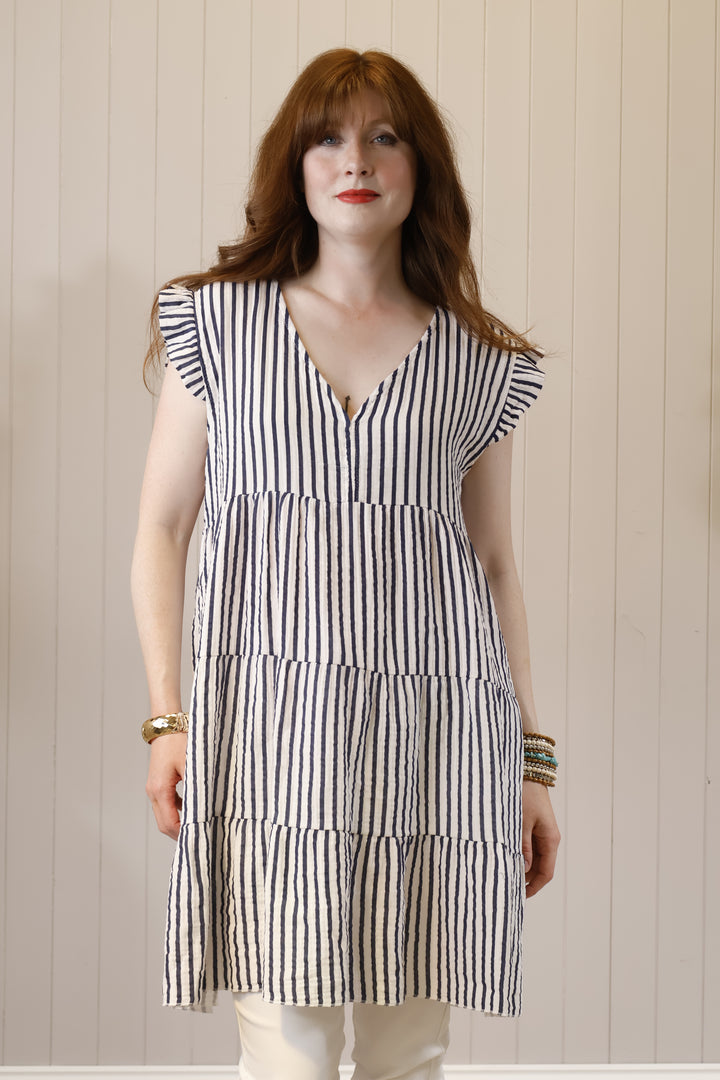 Sefora Stripe Tunic Dress Navy