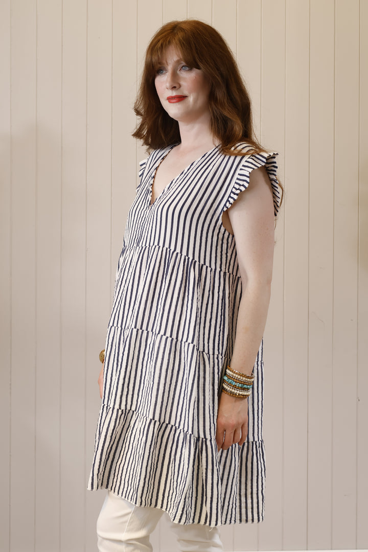 Sefora Stripe Tunic Dress Navy