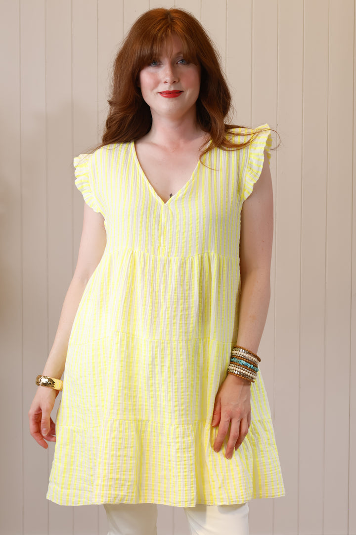 Sefora Stripe Tunic Dress Yellow