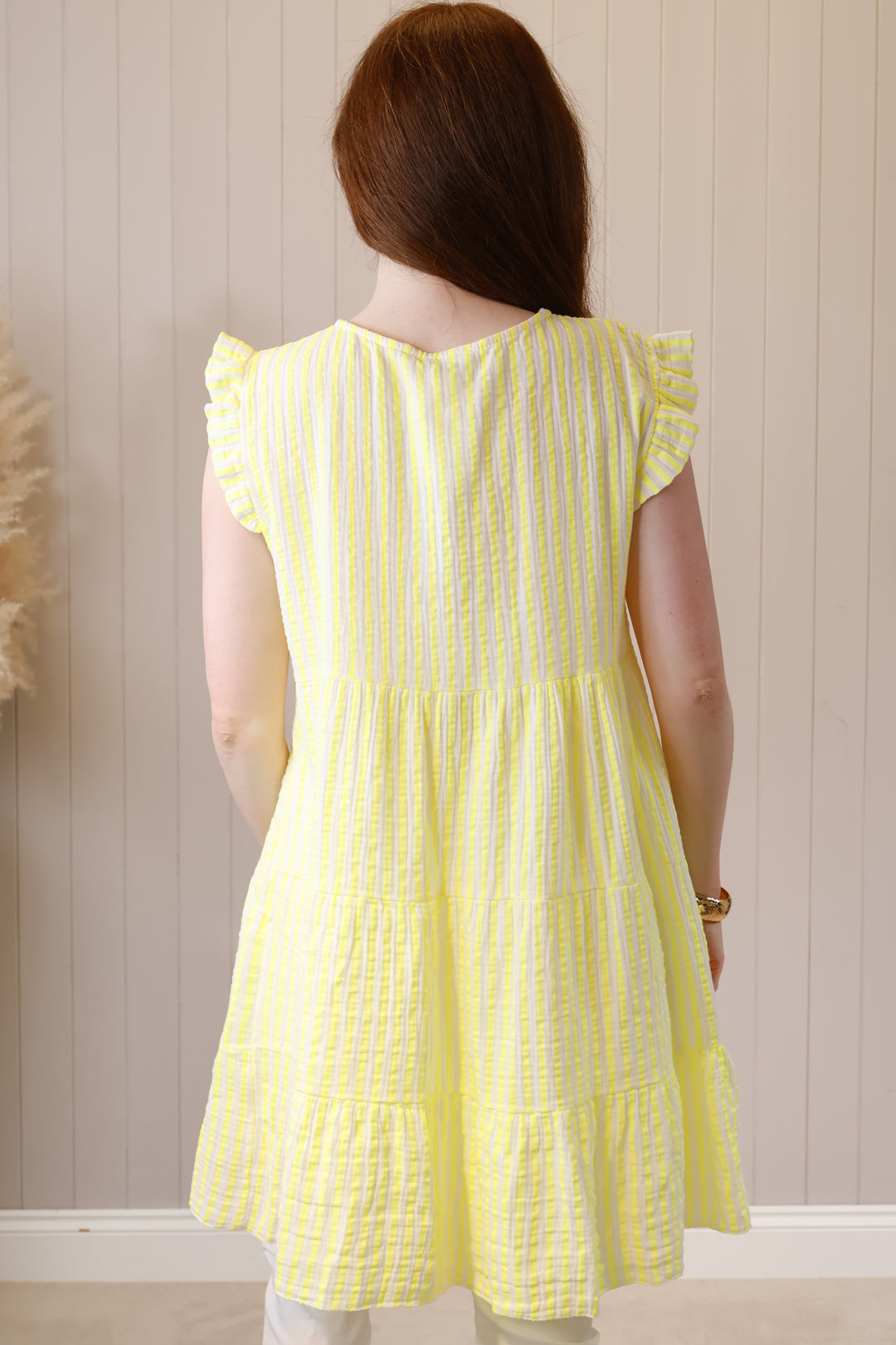 Sefora Stripe Tunic Dress Yellow